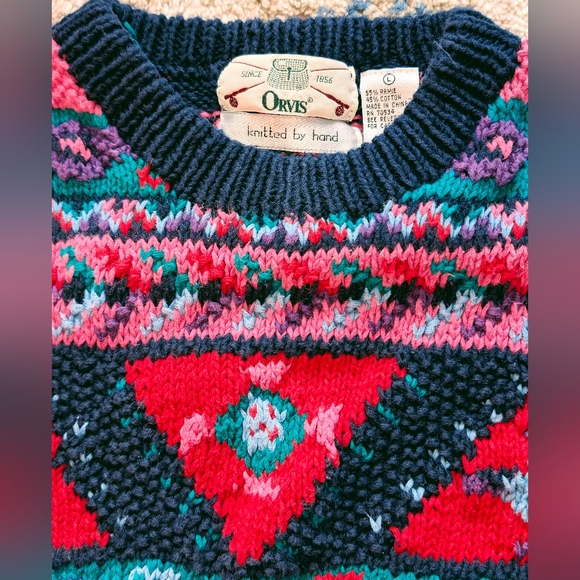 Orvis Chunky 90s Hand Knit Heavy Sweater VTG - Picture 3 of 5